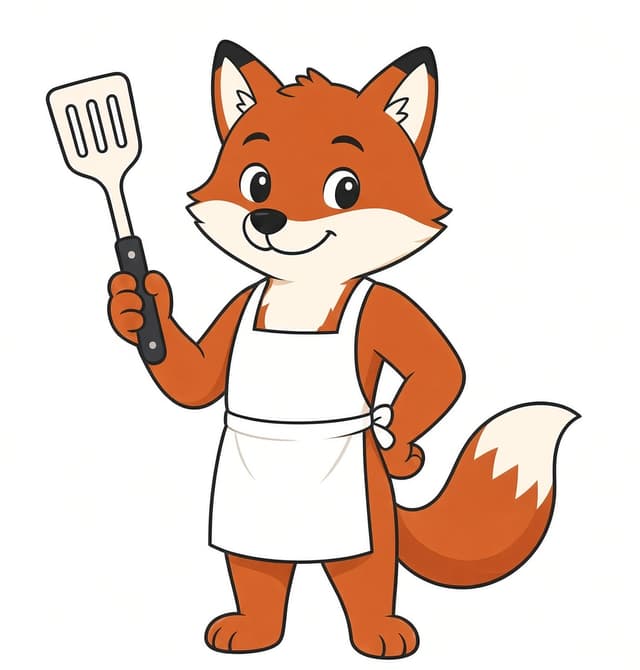 Daily Spatula standing fox character holding a spatula